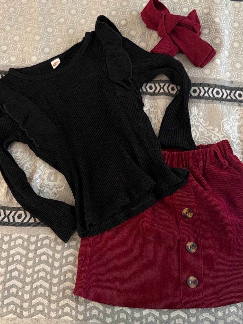 Black Ruffle Long-Sleeve Top for Girls - Classic Knit